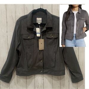Tommy Bahama XL Salina Sands Trucker Jean Jacket Faux Suede Dark Gray NWT $148